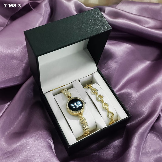 LUXUR DORADO PULSERA+RELOJ DAMA